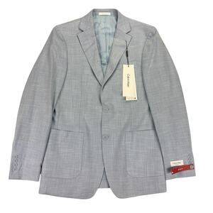 Calvin Klein Mens X Slim Fit Soft Solid Sport Coat Light Blue 40L